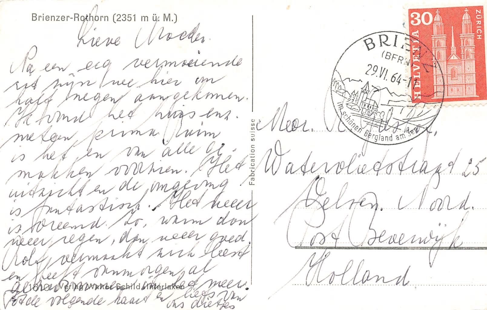 Cartoline postali: Brienzer Rothorn B.R.B. Gestell Eisenbahn Zug – Usato da Biasca venduto da Blenio71 1