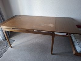 2seitig ausziehbarer Tisch massiv Holz braun 200 x 85 cm