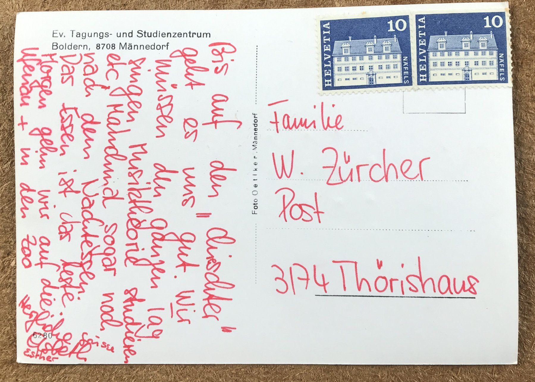 Cartoline postali: ANSICHTSKARTE EV. TAGUNGS-UND SUDIENZENTRUM BOLDERN – Usato da Ostermundigen venduto da Kari1937 1