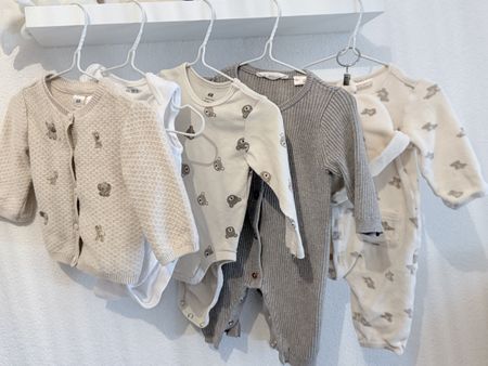 Baby Kleider-Set 5-teilig 62/68 Teddy-Muster für Frühling 🧸