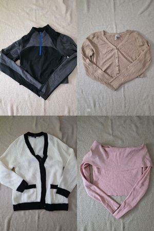 ​H&M Kleiderpaket 4-teilig: Strickjacken, Sport-Top & Shirt