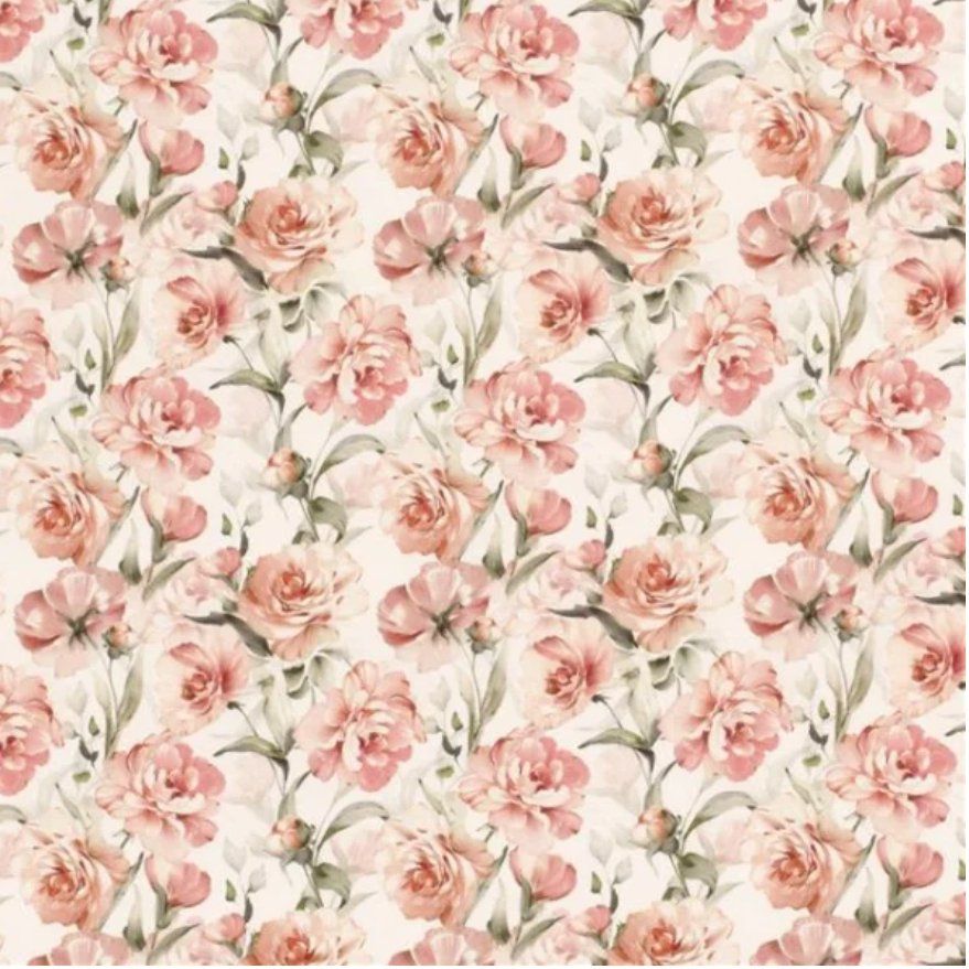 Tessuti: Baumwolljersey gefüllte Rosen creme – Nuovo e nell'imballaggio originale da Steg im Tösstal venduto da J.Kreisl