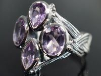 VINTAGE SILVER RING AMETHYST 925 HANDICRAFT 1980S – RARITY