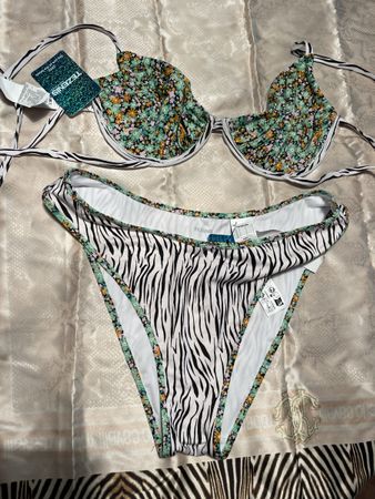 Tezenis Bikini nuovo, fantasia zebra e fiori,tgM/L👌chic