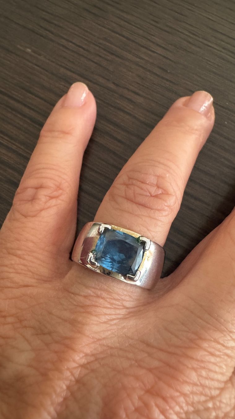 Ringe: Silberring mit blauem Stein und Stepelung – Gebraucht aus Hinwil von Pumuckel8