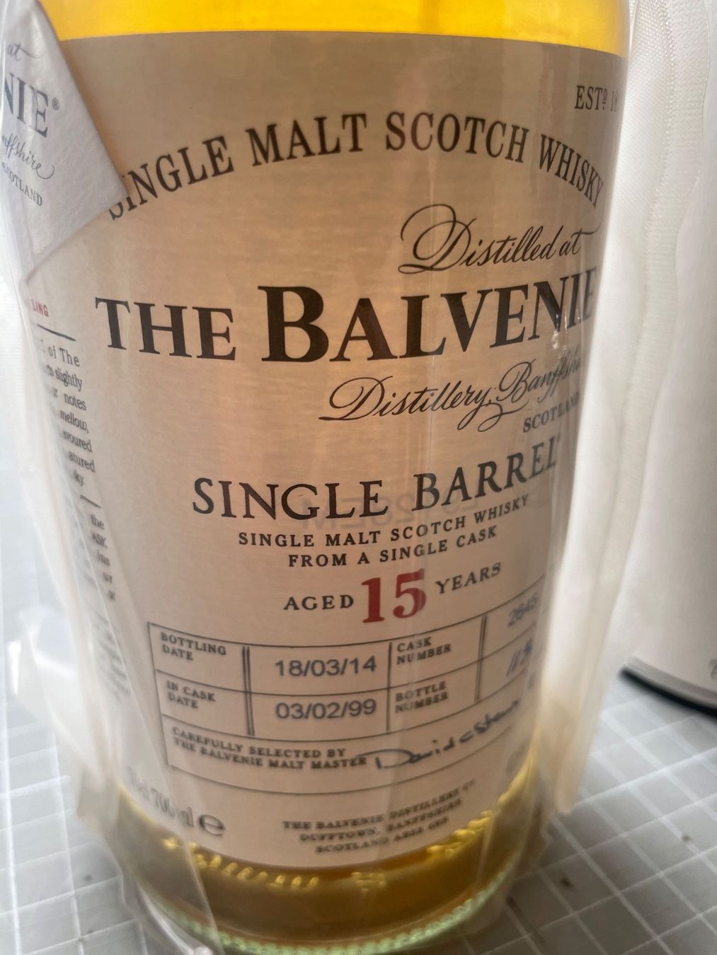 Balvenie Bevande alcoliche: The Balvenie 15 Years Single Barrel – Nuovo e nell'imballaggio originale da Flawil venduto da Pirar 1