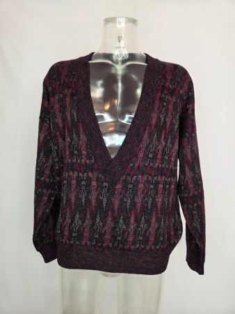 Vintage Punto Blanco V-Ausschnitt Strickpullover - M-L