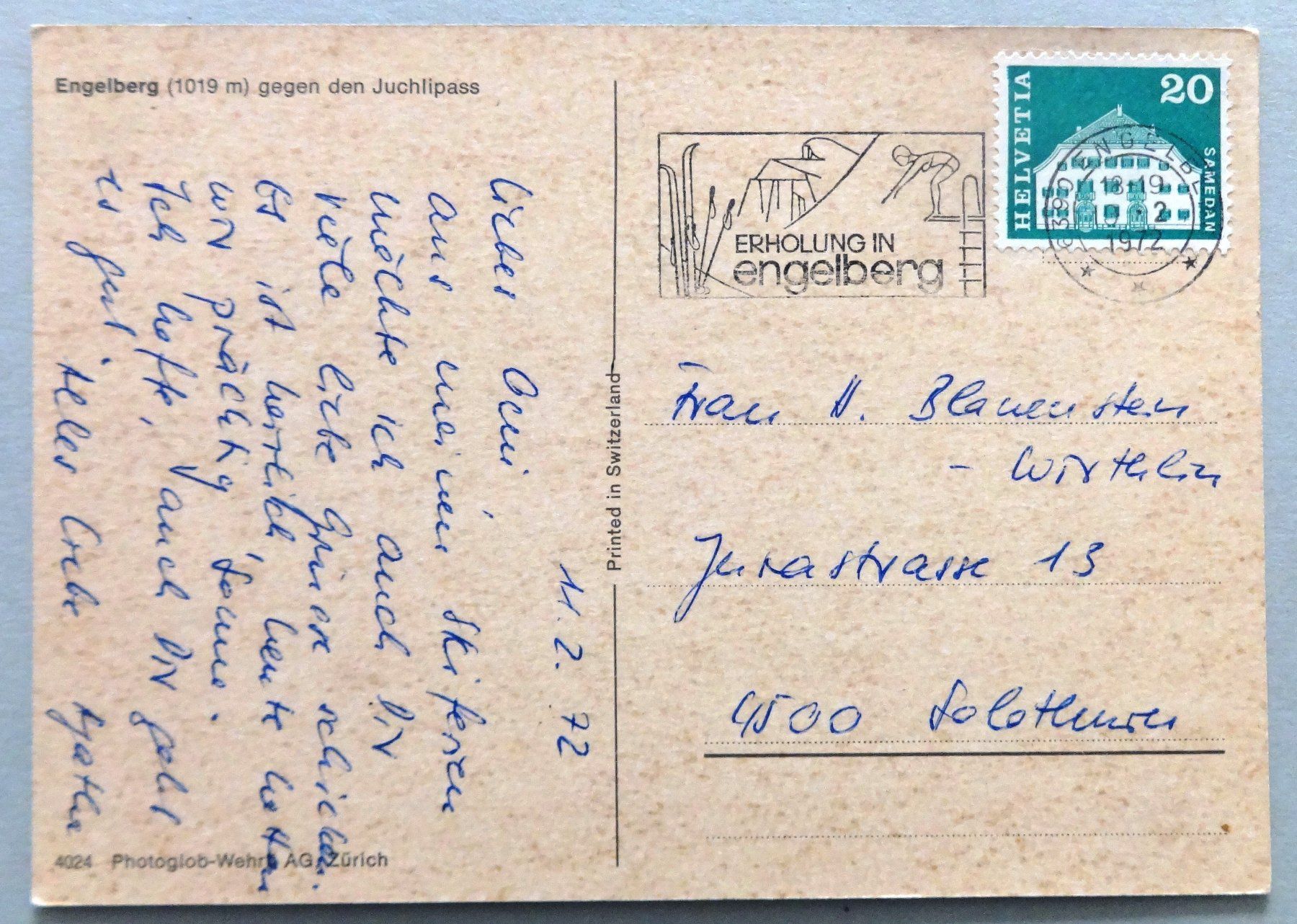 Cartoline postali: Engelberg gegen den Juchlipass – Usato da Fétigny venduto da Billy2miny 1