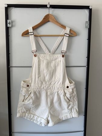 H&M kurze Jeans Latzhose weiss – Gr. 40