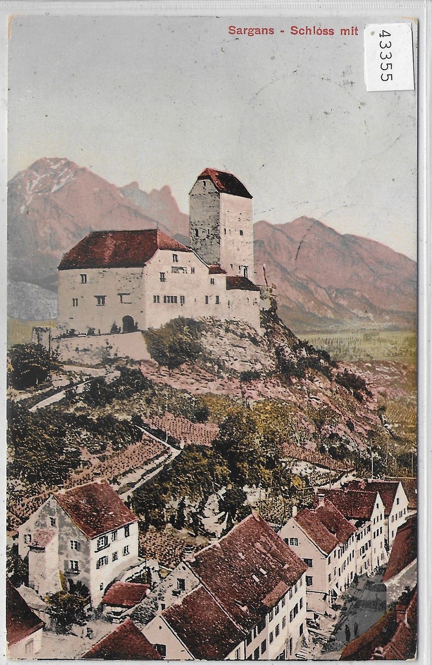 Cartoline postali: Sargans - Schloss mit Falknis - Litho – Usato da Ettingen venduto da Kartenplanet