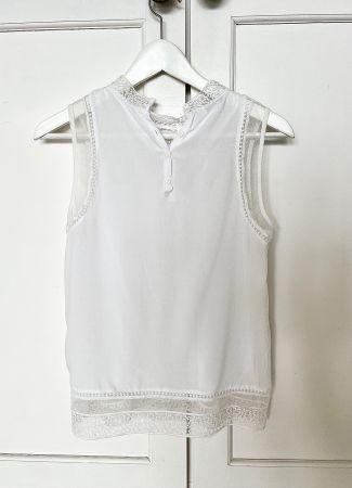 Blouse Promod blanche vintage détails en dentelle - Taille S