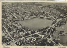 Alte Ansichtskarte Hamburg Binnenalster Luftaufnahme 1930...