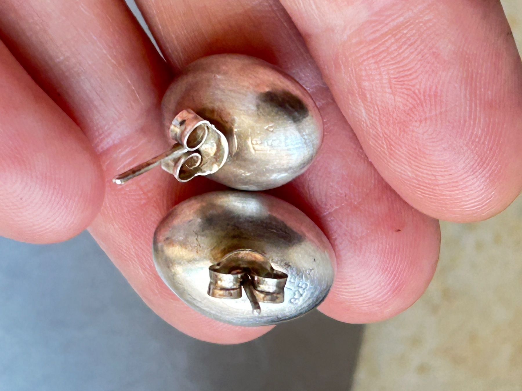 Ohrringe & -stecker: Ohrenstecker voll OVAL (sterling silber) – Gebraucht aus Dittingen von Bijoubelle 2