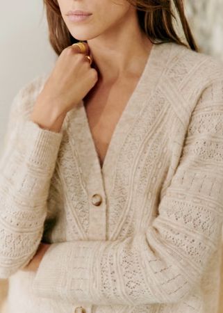Sézane Pullover Cardigan Wolle Mohair Gr. S