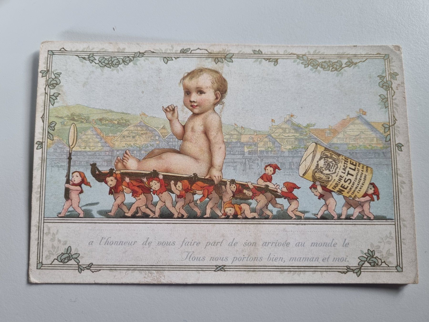 Ansichtskarten: Carte postale ancienne Nestlé, Farine Lactée rare vers 1900 – Gebraucht aus Echandens von Dicot