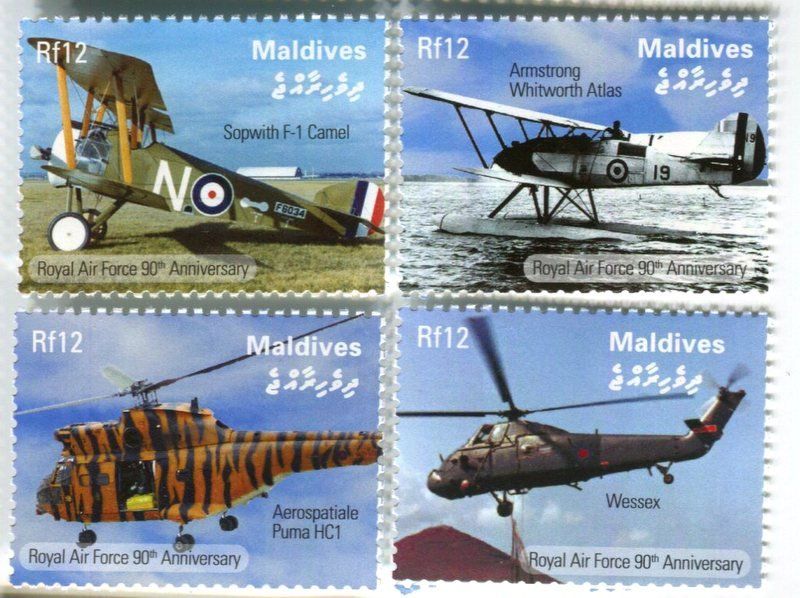 Tous les timbres: Briefmarken "Flugzeuge, Hubschrauber". Malediven – Neuf avec emballage d'origine à Basel par Butsch5