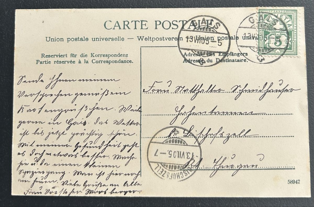 Cartoline postali: Gruss aus Gais 1905 – Usato da Horw venduto da Tellbub 1