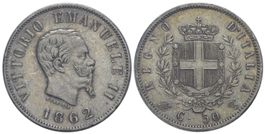 Italien, 50 Centesimi 1862 T, Torino