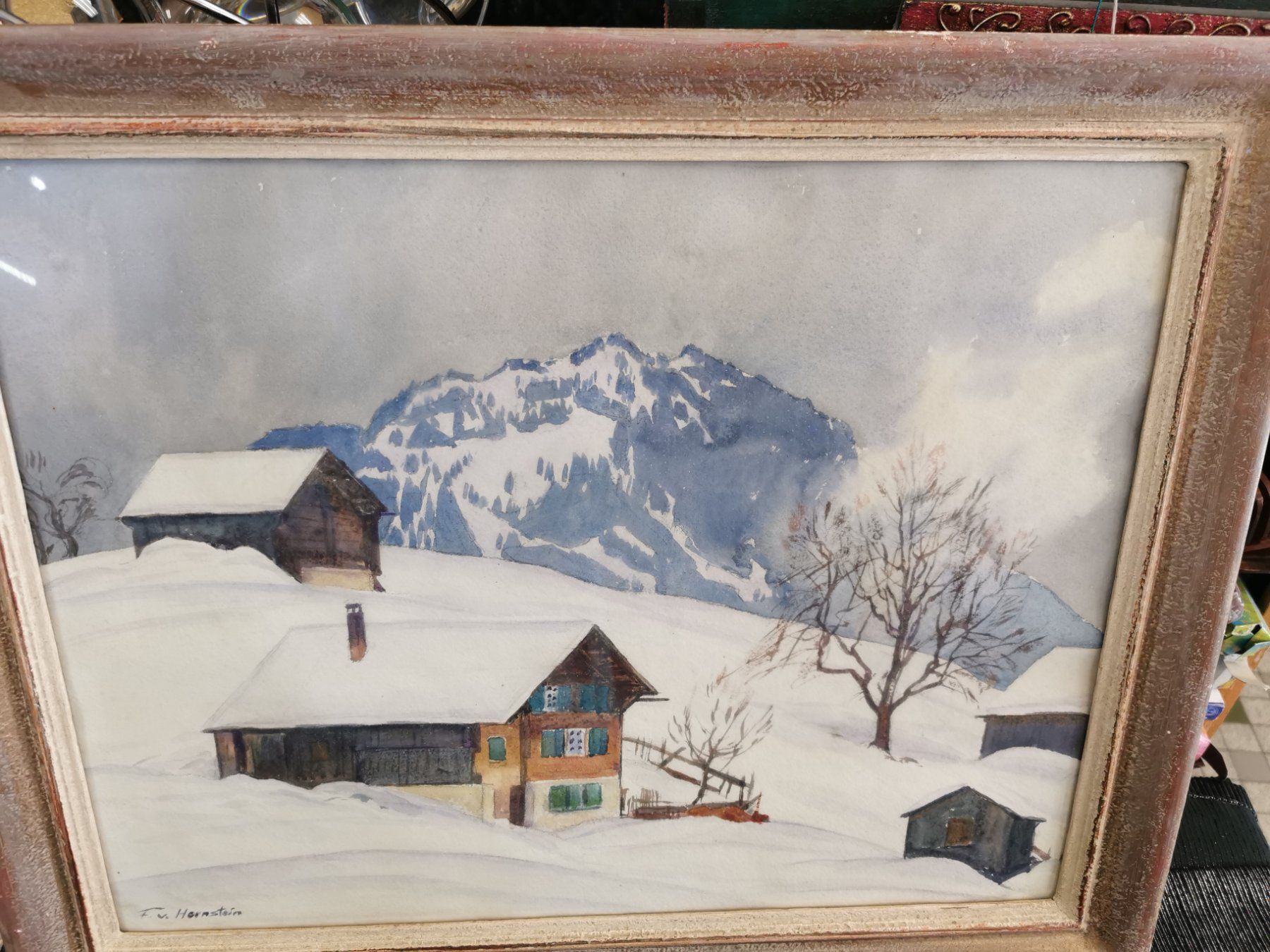 Dipinti: VUE DE GSTAAD AQUARELLE SIGNÉE HORNSTEIN – Usato da Genève venduto da Qanil77 1
