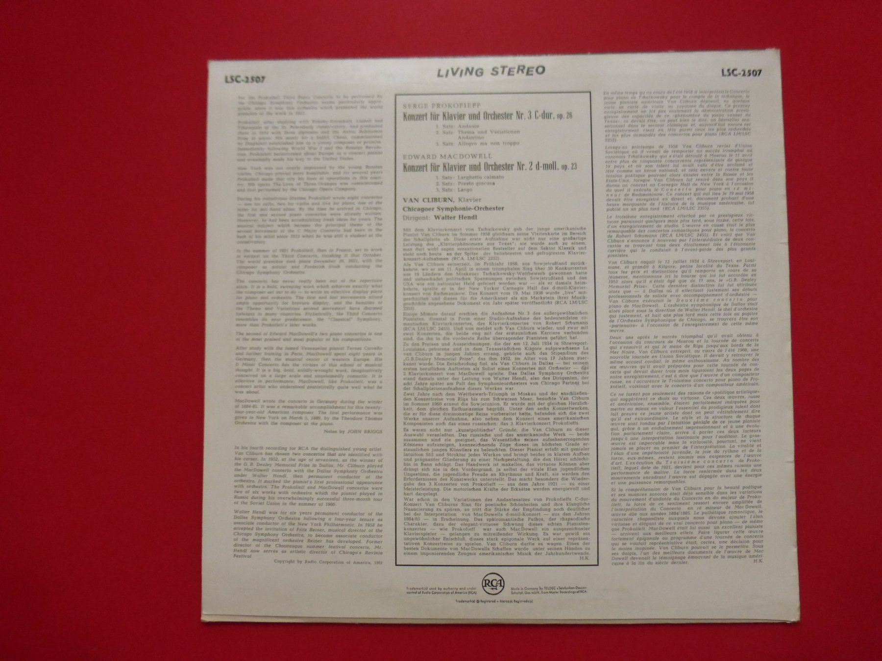 Dischi in vinile: Van Cliburn, Prokofieff, MacDowell, Chicago Symphony Orch. – Usato da Zürich venduto da Swiss62 1