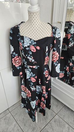 60ties Kleid mit Blumen XL Sommerkleid Cocktailkleid