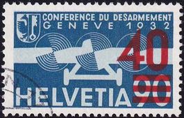 1936, Flugpostmarke Nr. F24a (Aufdruck hellrot), Eckstempel.