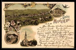 Litho Menziken, Gasthaus Sternen, Kirche