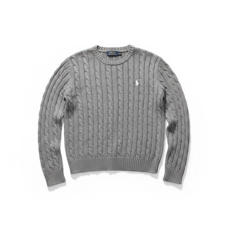 Pull torsadé en maille Polo Ralph Lauren Gris logo blanc - M
