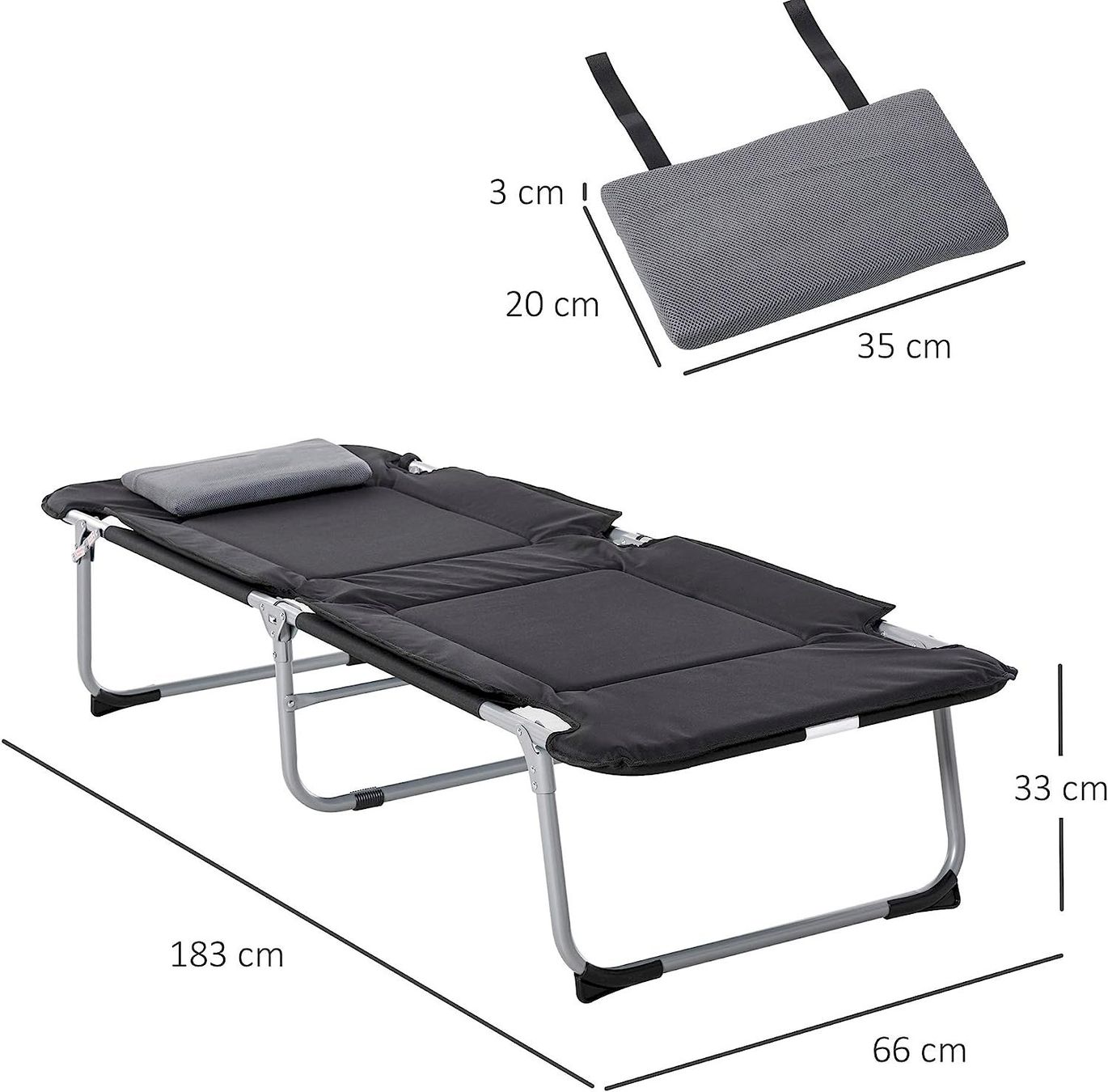 Sedie a sdraio: Outsunny Campingbett Schwarz – Nuovo e nell'imballaggio originale da Bottighofen venduto da zaap 2