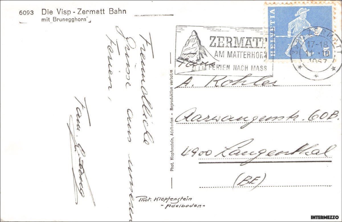 Cartoline postali: Bahn // Visp Zermatt Bahn // 1967 – Usato da Basel venduto da intermezzo12 1