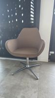 Fauteuil pivotant design moderne, tissu beige, base étoile