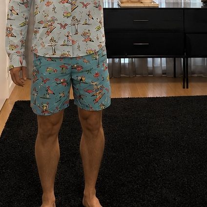 Prada Caleçons de bain: Prada Badehose Muster Surfer M hellblau  – D'occasion à Zürich par MyWardrobe 5