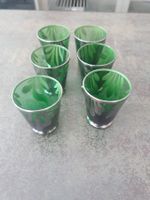 6er Set edle Schnapsgläser, Glas, grün mit Silberdekor