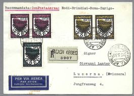 1935, EGEO-EMISSIONI GENERALI, DREIFARBENFRANKATUR FLUGPOST