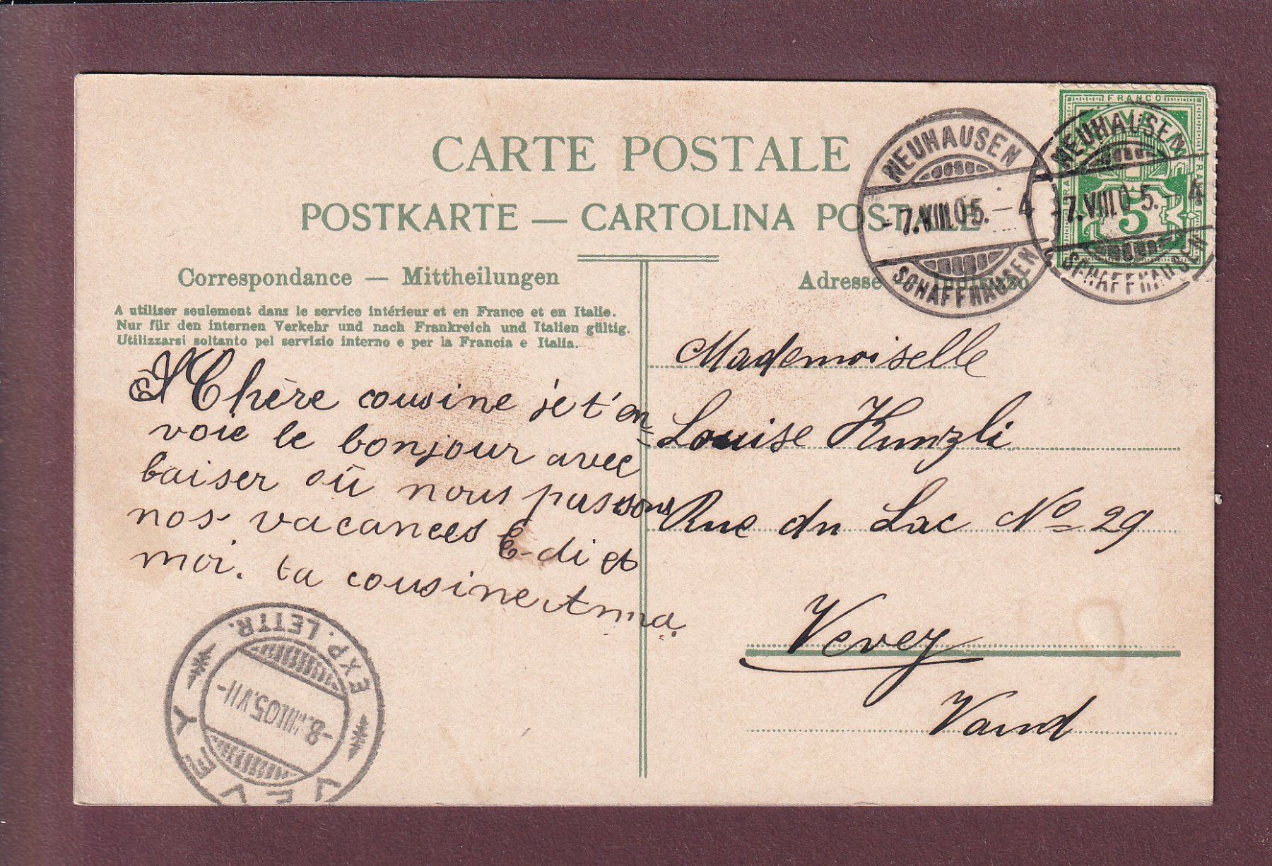 Cartoline postali: RHEINFALL bei Beleuchtung - 1905 // Eckbug // – Usato da Pully venduto da nicecards 1