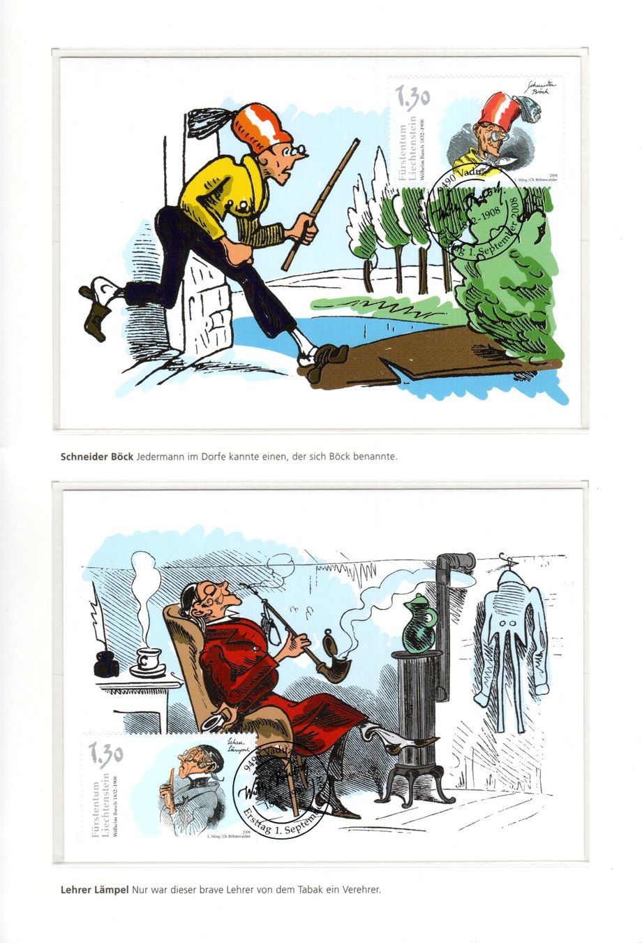Tous les timbres: 2008 Wilhelm Busch Kleinbogen / Maximumkarten / Viererblöcke – D'occasion à Stein am Rhein par Huehnerhund 4