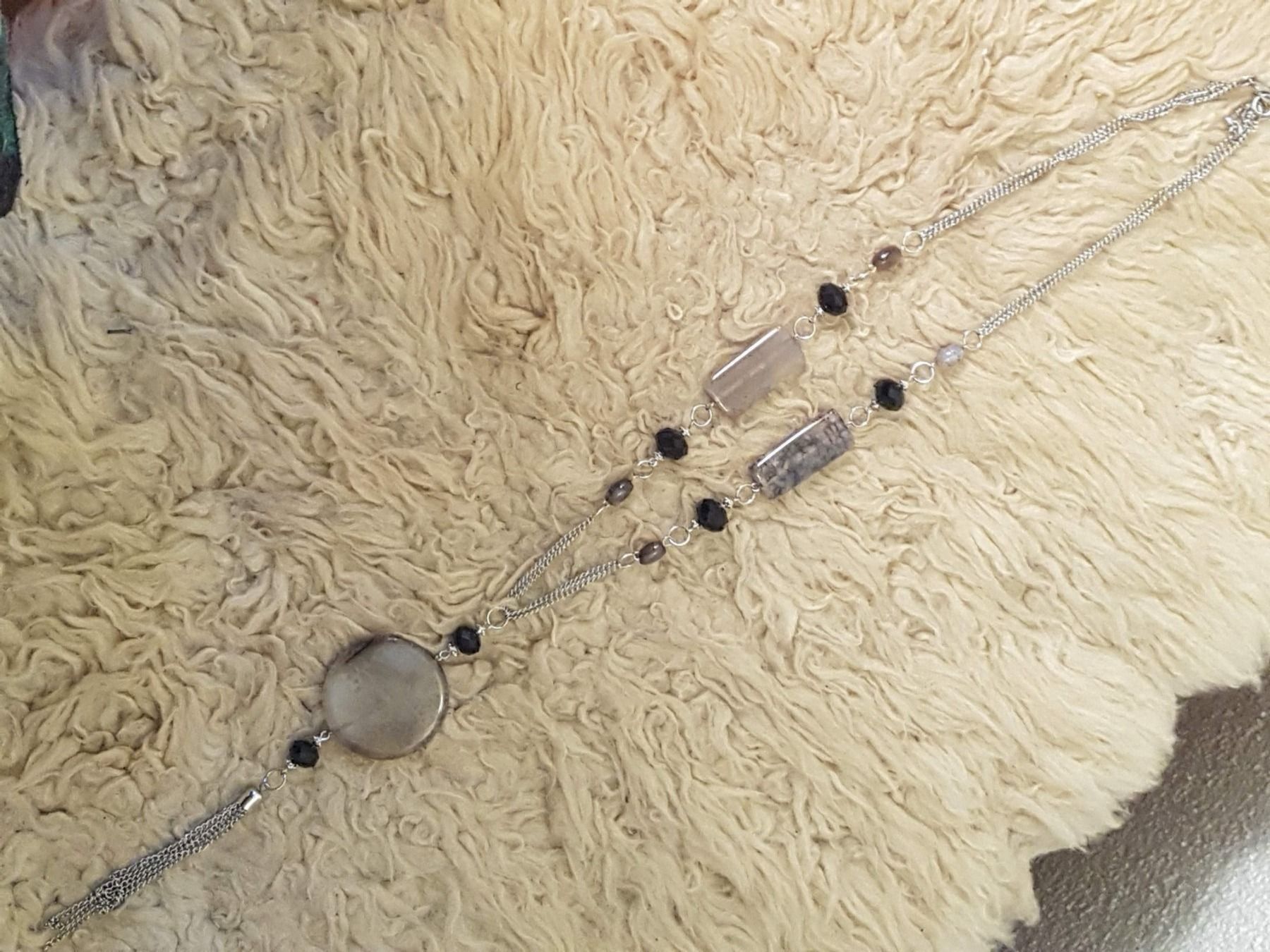 Catenine: Kette achat-artige Steinen + facettierte Glasperlen – Usato da Ettingen venduto da Maranathatalitha 5