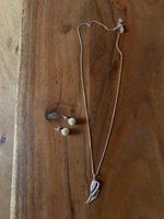 Set Kette Engelsflügel rosé und Glitzerohrringe rosé