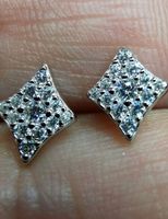 Boucles d'oreille argent diamants de moissanite de 0,017 ct