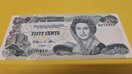 Bahamas Banknote, 50 Cent, unzirkuliert, Sammlerstück!