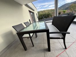 Gartentisch, 3er-Sitzbank, 2 Stühle (MBM-Mirotex-Geflecht)