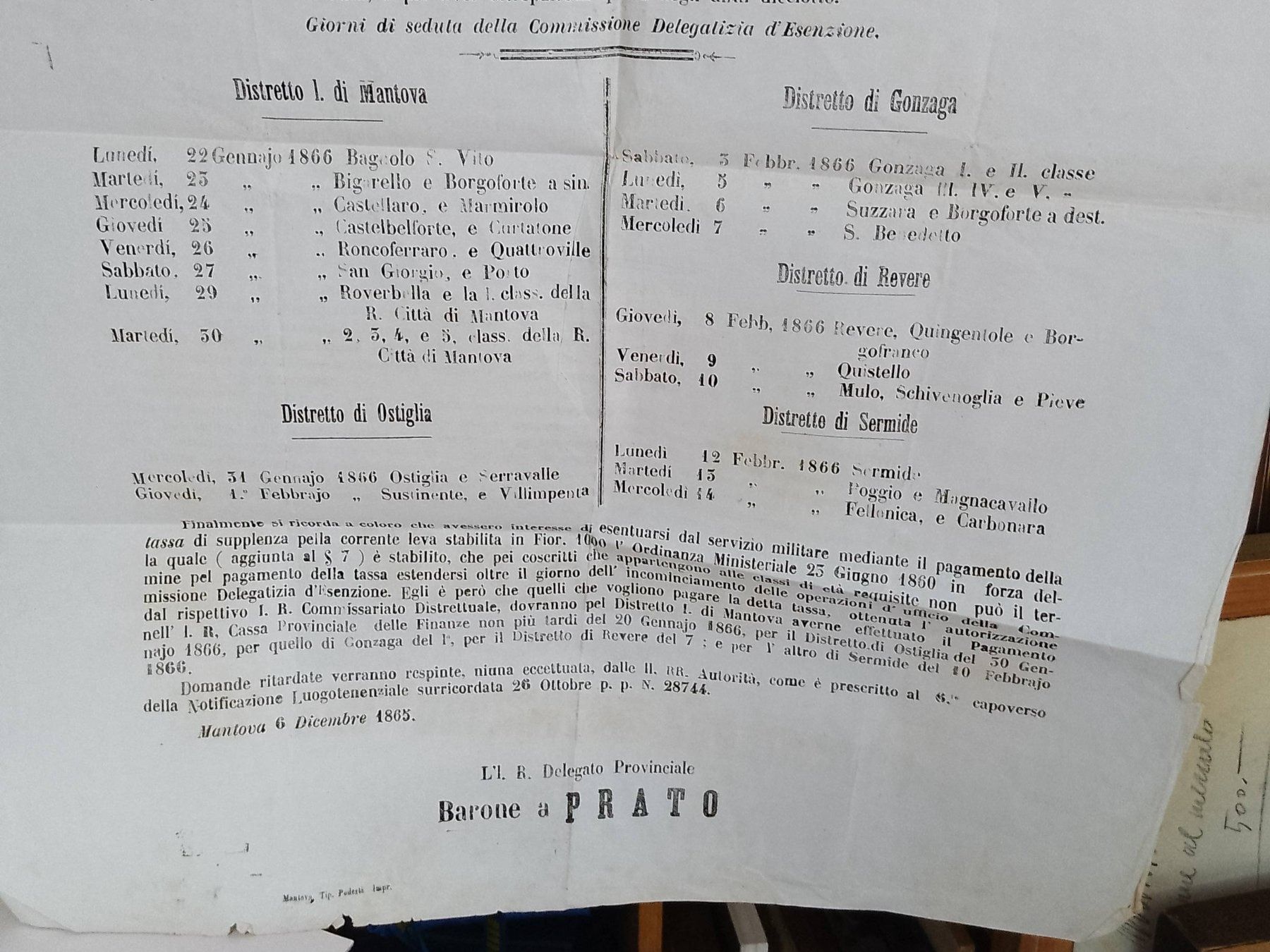 Dokumente: Italia - Mantova - 1865 – Gebraucht aus Sorengo von 74in 1