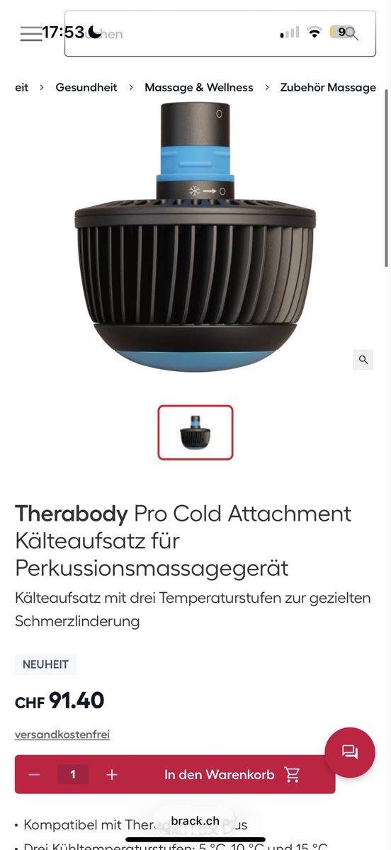 Therabody Dispositivi per massaggi: Theragun Pro Plus mit Pro Cold Attachement – Nuovo (secondo la descrizione) da Schmerikon venduto da jen_ml8q 7