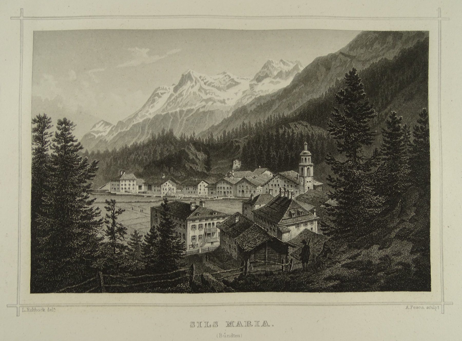 Incisioni: SILS MARIA, STAHLSTICH NACH ROHBOCK 1870 – Usato da Grüningen venduto da Kartensammler 1