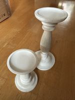 Kerzenhalter 2 tlg weiss Holzoptik