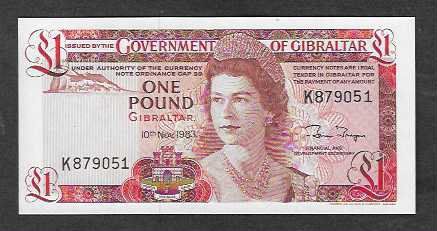 Banconote: Gibraltar  1  Pound  1983  Bankfrisch – Nuovo (secondo la descrizione) da Gordola venduto da coinsandnotes