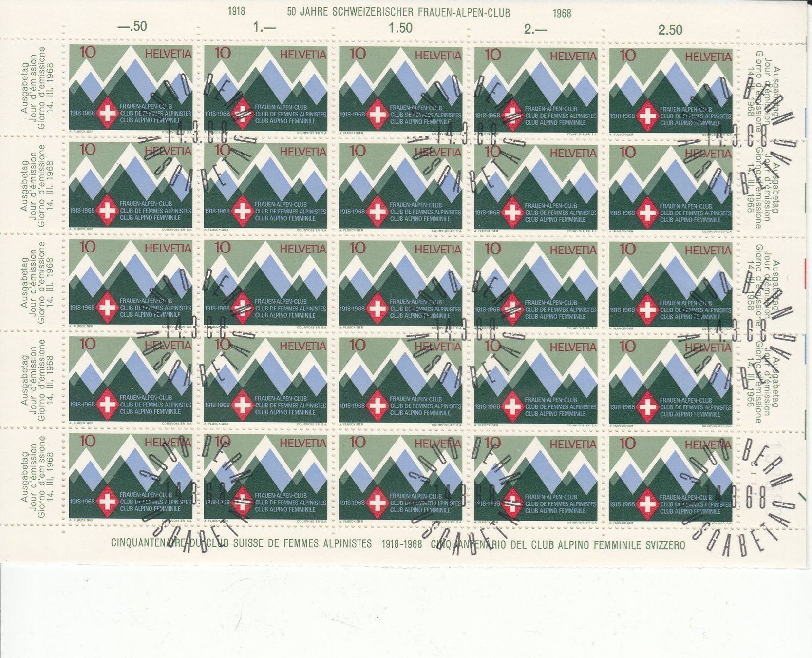 Tutti i francobolli: SBK 453 - 455 Bogen mit ET 14.03.1968 – Usato da Bürglen TG venduto da StampGraf