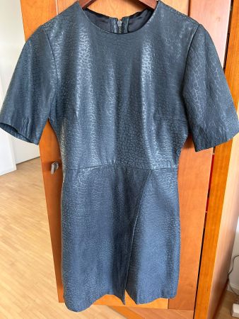 Partykleid / Echtleder Kleid Dunkelblau-Grau Gr. 38 (M)