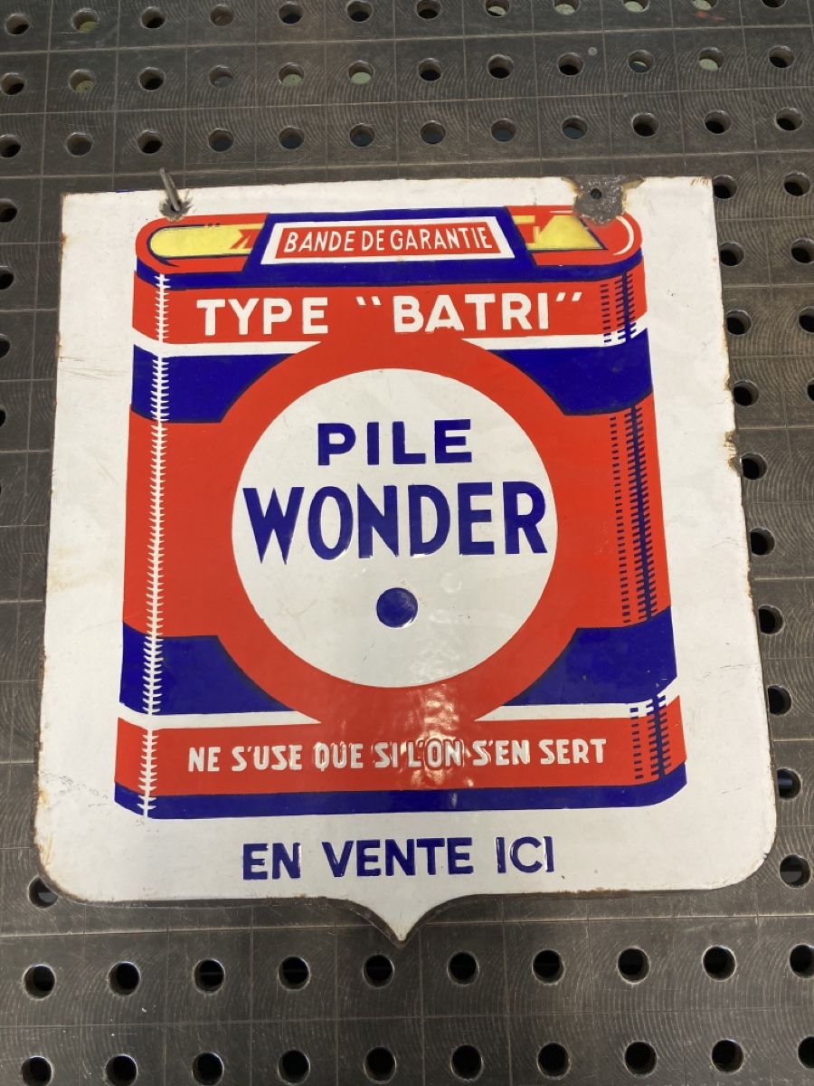 Schilder: Emaille Schild "Pile Wonder" Doppelseitg  Emailschild – Gebraucht aus Bösingen von tczb