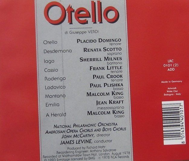 CDs: Verdi - Otello (James Levine) – Gebraucht aus Grüningen von azulamarillo 1